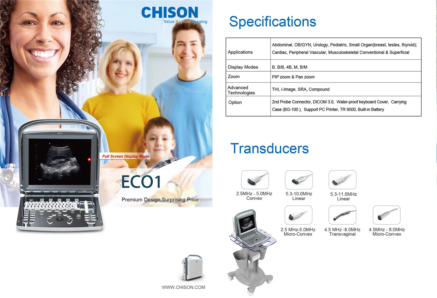 CHISON ECO 1 — Шесть датчиков и области применения