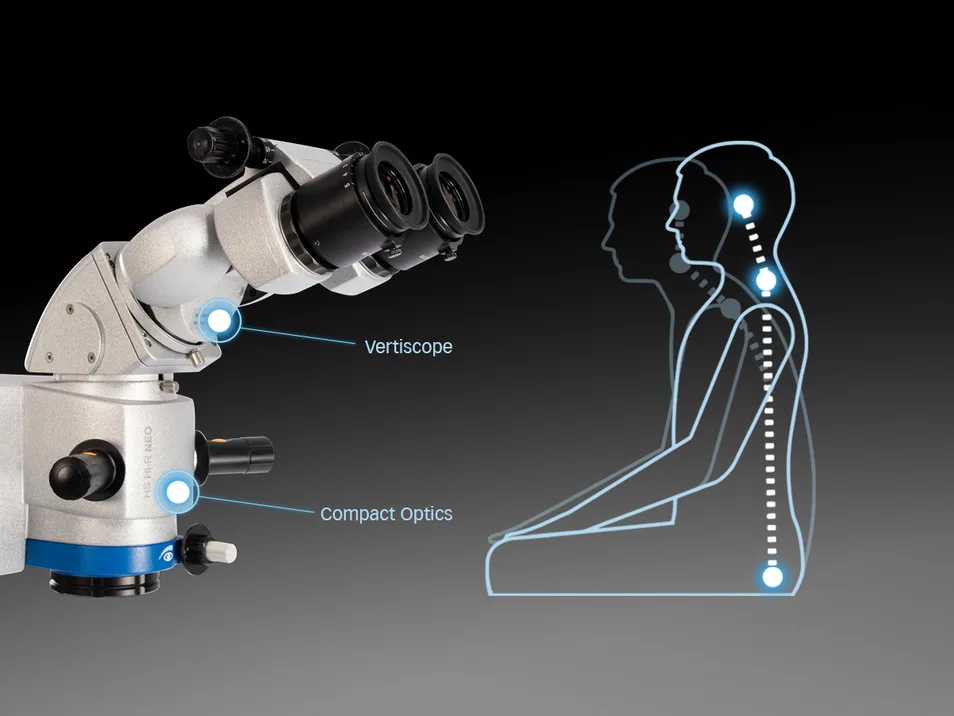 Haag-Streit Surgical HS Hi-R NEO 900 — Vertiscope: прямая посадка хирурга