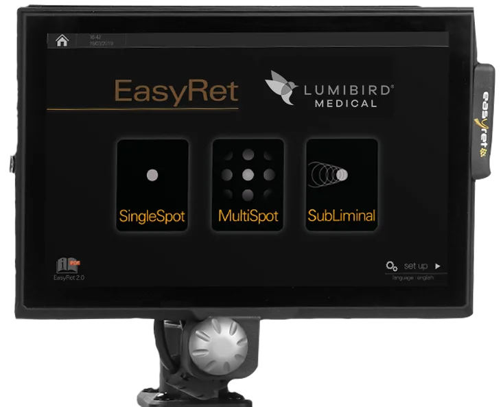 Quantel Medical EasyRet — Экран, колесо и педаль: настройка без отрыва от окуляров
