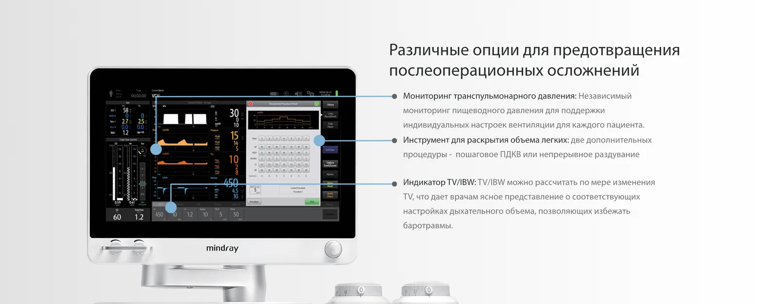 Mindray A9 — Защита лёгких: рекрутмент и пищеводное давление